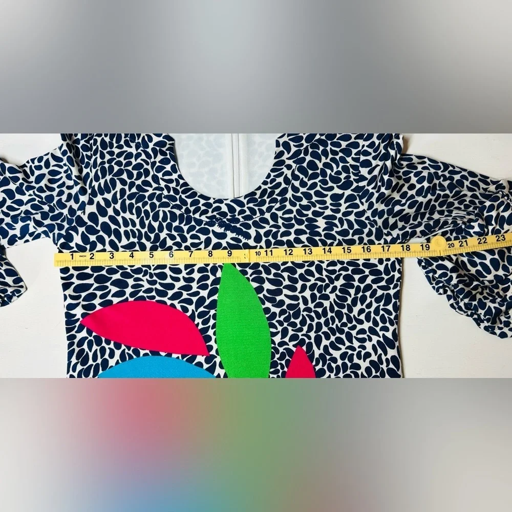 Lilly Pulitzer Angie Shift Dress Navy White Pink Green Leaf Pattern Midi Size M